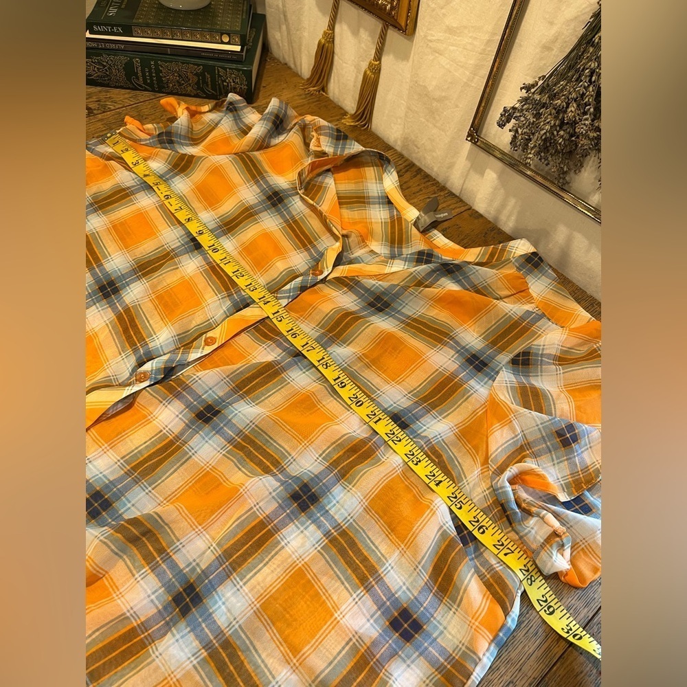 PENNINGTONS – Orange & Blue Plaid Button-Up Blouse – Size 3X - Picture 10 of 11
